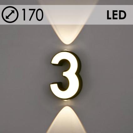 Светильник уличный настенный Цифра 3 BK+WH LED 4-7W h170, OUN24